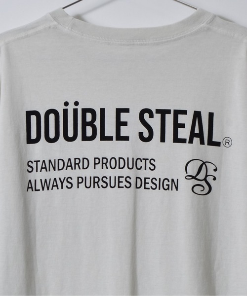 DOUBLE STEAL(ダブルスティール)の「ピグメントアソートロゴ半袖Tシャツ(Tシャツ/カットソー・メンズ・グレー系1/ホワイト系1/アイボリー/サックスブルー/サックスブルー系1/チャコールグレー・LARGE/MEDIUM)」の14枚目の写真
