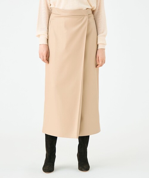 BALLSEY（ボールジィ）の「レザーライククロス ラップマキシスカート（スカート・レディース・ライトベージュ/ブラック・36/34/32）」の14枚目の写真