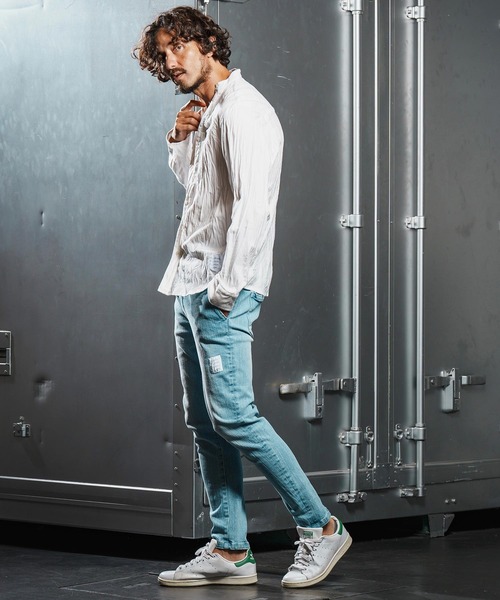 wjk reluxe（ダブルジェーケーリラックス）の「ms6195-wrinkle band collar flannel shirts ネルシャツ(WR25W-15)（シャツ/ブラウス・メンズ・ダークブラウン/ホワイト/ネイビー・L/M/S）」の10枚目の写真