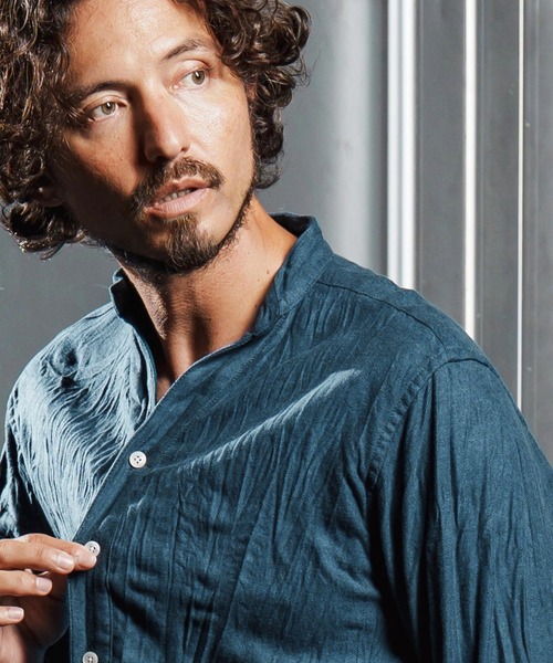 wjk reluxe（ダブルジェーケーリラックス）の「ms6195-wrinkle band collar flannel shirts ネルシャツ(WR25W-15)（シャツ/ブラウス・メンズ・ダークブラウン/ホワイト/ネイビー・L/M/S）」の14枚目の写真