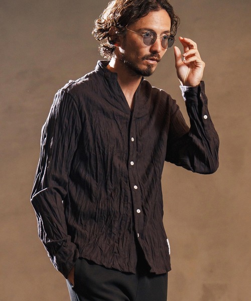 wjk reluxe（ダブルジェーケーリラックス）の「ms6195-wrinkle band collar flannel shirts ネルシャツ(WR25W-15)（シャツ/ブラウス・メンズ・ダークブラウン/ホワイト/ネイビー・L/M/S）」の19枚目の写真