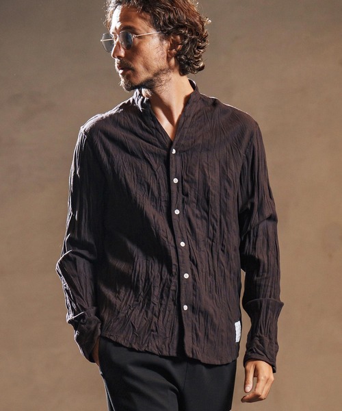 wjk reluxe（ダブルジェーケーリラックス）の「ms6195-wrinkle band collar flannel shirts ネルシャツ(WR25W-15)（シャツ/ブラウス・メンズ・ダークブラウン/ホワイト/ネイビー・L/M/S）」の20枚目の写真