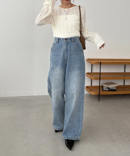 CAPRICIEUX LE'MAGE(カプリシューレマージュ)の「【前後2WAY】レースUネックトップス(Tシャツ/カットソー・レディース・アイボリー/ブラック・FREE)」の14枚目の写真