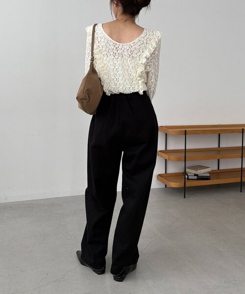 CAPRICIEUX LE'MAGE(カプリシューレマージュ)の「【前後2WAY】レースUネックトップス(Tシャツ/カットソー・レディース・アイボリー/ブラック・FREE)」の22枚目の写真