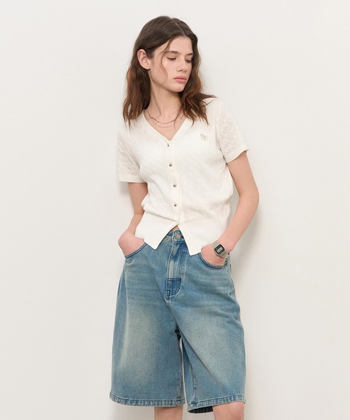 GENERAL IDEA(ジェネラルアイデア)の「GENERAL IDEA/ジェネラルアイディア tencel v-neck cable cardigan カーディガン(カーディガン/ボレロ・レディース・ブラック/ブルー/ラベンダー/ホワイト/ピンク・S/M/L)」の11枚目の写真