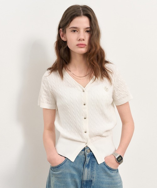 GENERAL IDEA(ジェネラルアイデア)の「GENERAL IDEA/ジェネラルアイディア tencel v-neck cable cardigan カーディガン(カーディガン/ボレロ・レディース・ブラック/ブルー/ラベンダー/ホワイト/ピンク・S/M/L)」の10枚目の写真