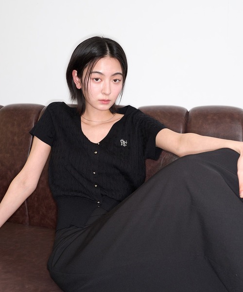 GENERAL IDEA(ジェネラルアイデア)の「GENERAL IDEA/ジェネラルアイディア tencel v-neck cable cardigan カーディガン(カーディガン/ボレロ・レディース・ブラック/ブルー/ラベンダー/ホワイト/ピンク・S/M/L)」の21枚目の写真