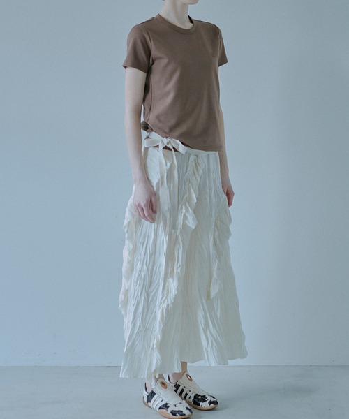 LE CIEL BLEU(ルシェルブルー)の「クリンクルドラッフルキャムドレス / Crinckled Ruffle Cami Dress(ワンピース・レディース・オフホワイト/ブラック・36/38)」の5枚目の写真