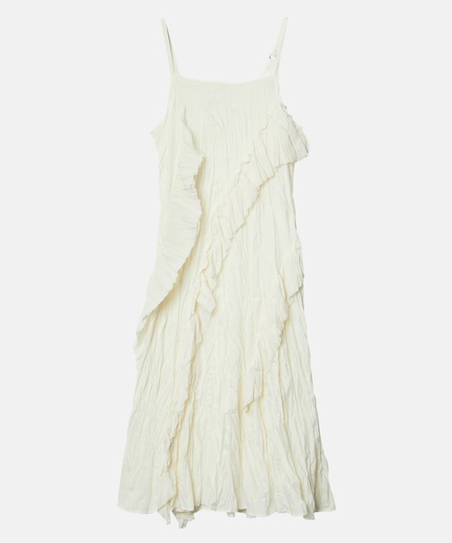 LE CIEL BLEU(ルシェルブルー)の「クリンクルドラッフルキャムドレス / Crinckled Ruffle Cami Dress(ワンピース・レディース・オフホワイト/ブラック・36/38)」の8枚目の写真