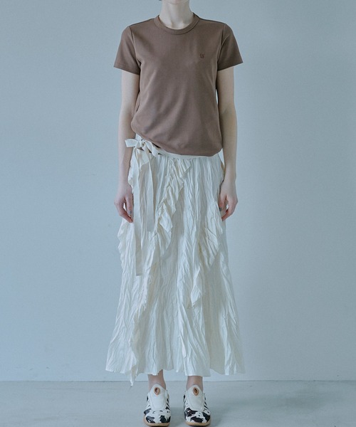 LE CIEL BLEU(ルシェルブルー)の「クリンクルドラッフルキャムドレス / Crinckled Ruffle Cami Dress(ワンピース・レディース・オフホワイト/ブラック・36/38)」の6枚目の写真