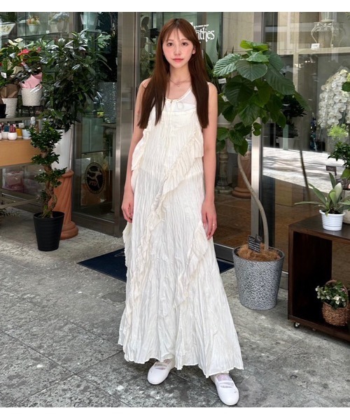LE CIEL BLEU(ルシェルブルー)の「クリンクルドラッフルキャムドレス / Crinckled Ruffle Cami Dress(ワンピース・レディース・オフホワイト/ブラック・36/38)」の20枚目の写真
