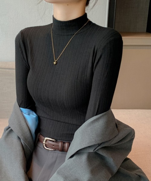 cammie(キャミー)の「ハイネックリブトップス(Tシャツ/カットソー・レディース・ダークグレー/ライトグレー/ホワイト/オリーブ/ブラック・LARGE/MEDIUM)」の13枚目の写真