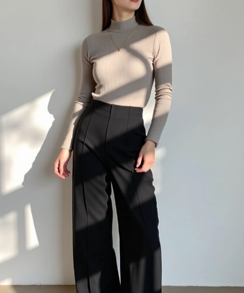 cammie(キャミー)の「ハイネックリブトップス(Tシャツ/カットソー・レディース・ダークグレー/ライトグレー/ホワイト/オリーブ/ブラック・LARGE/MEDIUM)」の18枚目の写真