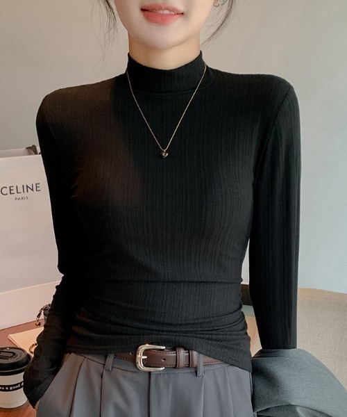 cammie(キャミー)の「ハイネックリブトップス(Tシャツ/カットソー・レディース・ダークグレー/ライトグレー/ホワイト/オリーブ/ブラック・LARGE/MEDIUM)」の11枚目の写真