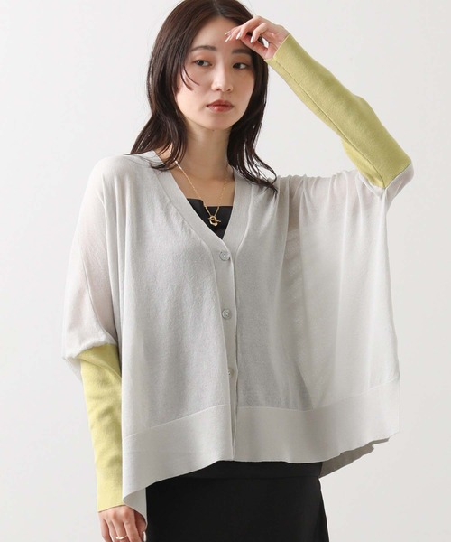 Gready Brilliant（グレディブリリアン）の「シアーポンチョ配色スリーブニット（ニット/セーター・レディース・アイボリー/ライトグレー・FREE）」の18枚目の写真