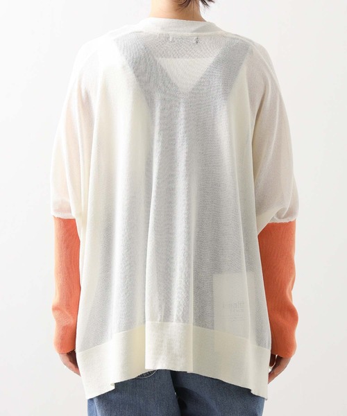 Gready Brilliant（グレディブリリアン）の「シアーポンチョ配色スリーブニット（ニット/セーター・レディース・アイボリー/ライトグレー・FREE）」の20枚目の写真