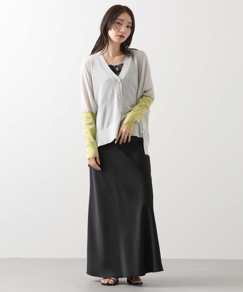 Gready Brilliant（グレディブリリアン）の「シアーポンチョ配色スリーブニット（ニット/セーター・レディース・アイボリー/ライトグレー・FREE）」の11枚目の写真