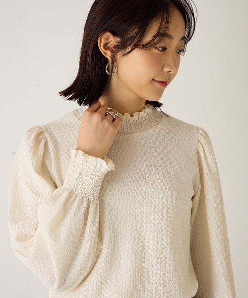riziere(リジェール)の「MOM:シャーリングカラープルオーバー(KIDSとお揃い)(Tシャツ/カットソー・レディース・アイボリー/ブラック・FREE)」の20枚目の写真