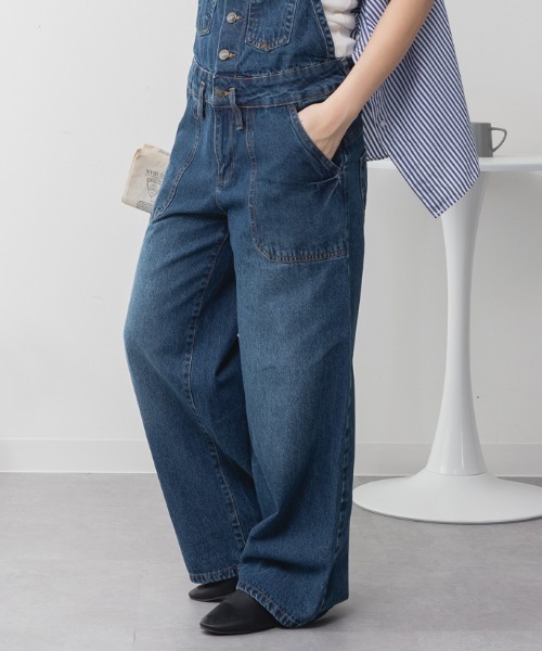 RCD（アールシーディー）の「デニムサロペットワイドパンツ（サロペット/オーバーオール・レディース・ブラック系その他2/ネイビー/ブルー・LL/L/M）」の15枚目の写真