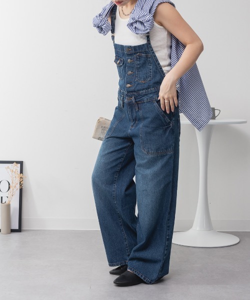 RCD（アールシーディー）の「デニムサロペットワイドパンツ（サロペット/オーバーオール・レディース・ブラック系その他2/ネイビー/ブルー・LL/L/M）」の18枚目の写真