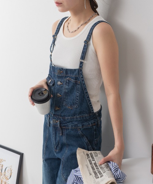 RCD（アールシーディー）の「デニムサロペットワイドパンツ（サロペット/オーバーオール・レディース・ブラック系その他2/ネイビー/ブルー・LL/L/M）」の13枚目の写真