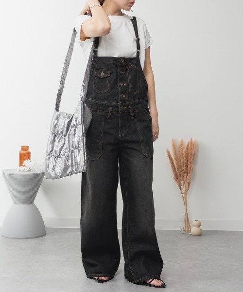 RCD（アールシーディー）の「デニムサロペットワイドパンツ（サロペット/オーバーオール・レディース・ブラック系その他2/ネイビー/ブルー・LL/L/M）」の9枚目の写真
