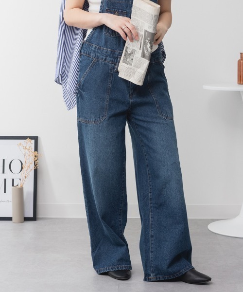 RCD（アールシーディー）の「デニムサロペットワイドパンツ（サロペット/オーバーオール・レディース・ブラック系その他2/ネイビー/ブルー・LL/L/M）」の14枚目の写真