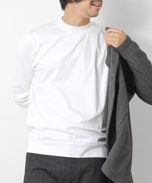 NOLLEY’S(ノーリーズ)の「《ビジカジ対応》シルケットスムース ドレス長袖Tシャツ 25AW(Tシャツ/カットソー・メンズ・キャメル/ホワイト/チャコールグレー/ブルー/ブラック・XL/L/M/S)」の1枚目の写真