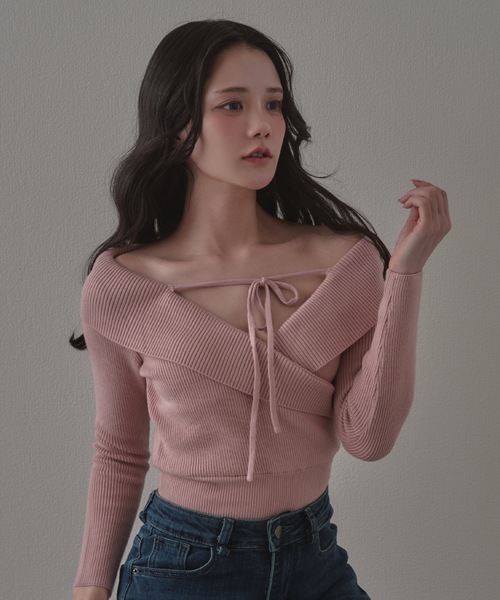 amore ribbon knit tops/アモーレリボンニットトップス（ニット
