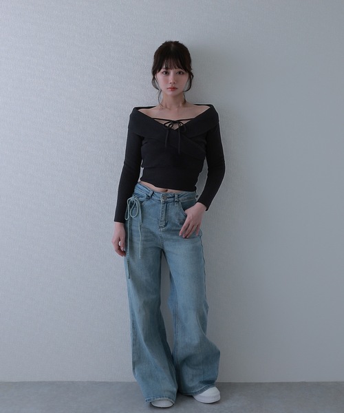 amore ribbon knit tops/アモーレリボンニットトップス（ニット