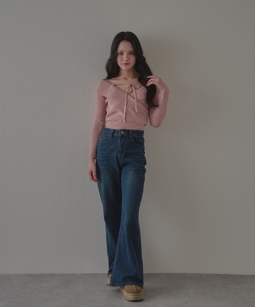 amore ribbon knit tops/アモーレリボンニットトップス（ニット