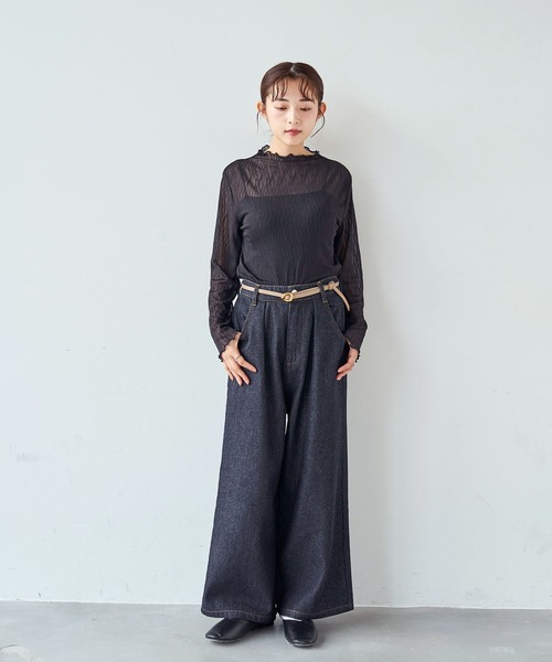 セール】デニム ワイドタックパンツ【588085】（デニムパンツ）｜mil