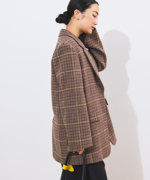 journal standard L'essage(ジャーナルスタンダードレサージュ)の「シェットランドウールチェックジャケット(テーラードジャケット・レディース・チャコールグレー/ブラウン系その他・FREE)」の13枚目の写真