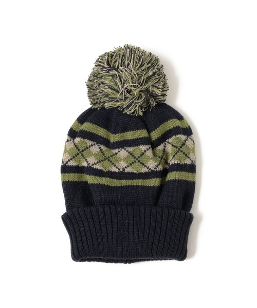 BEAMS(ビームス)の「アーガイル ボンボン ニットキャップ(ニットキャップ/ビーニー・メンズ・ブラック/ネイビー/ワイン/ブラウン系その他4・ONE SIZE)」の3枚目の写真