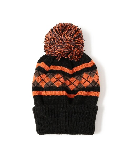 BEAMS(ビームス)の「アーガイル ボンボン ニットキャップ(ニットキャップ/ビーニー・メンズ・ブラック/ネイビー/ワイン/ブラウン系その他4・ONE SIZE)」の2枚目の写真