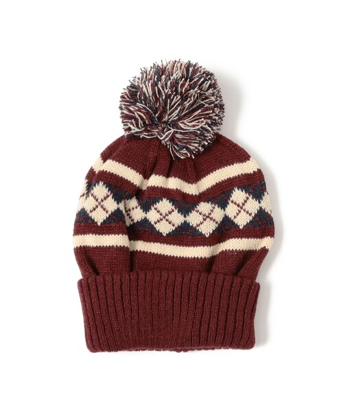 BEAMS(ビームス)の「アーガイル ボンボン ニットキャップ(ニットキャップ/ビーニー・メンズ・ブラック/ネイビー/ワイン/ブラウン系その他4・ONE SIZE)」の7枚目の写真