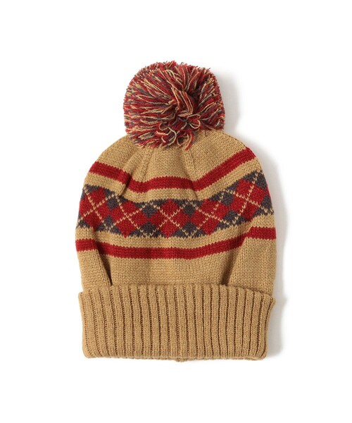 BEAMS(ビームス)の「アーガイル ボンボン ニットキャップ(ニットキャップ/ビーニー・メンズ・ブラック/ネイビー/ワイン/ブラウン系その他4・ONE SIZE)」の6枚目の写真