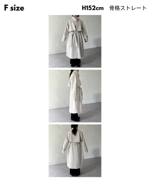 CPCM（シーピーシーエム）の「ケープ付き軽量メルトンスタンドコート（その他アウター・レディース・ブラウン系その他/ブラック/オフホワイト/グレー・FREE）」の11枚目の写真