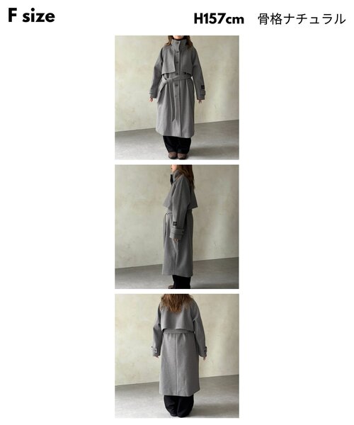 CPCM（シーピーシーエム）の「ケープ付き軽量メルトンスタンドコート（その他アウター・レディース・ブラウン系その他/ブラック/オフホワイト/グレー・FREE）」の12枚目の写真