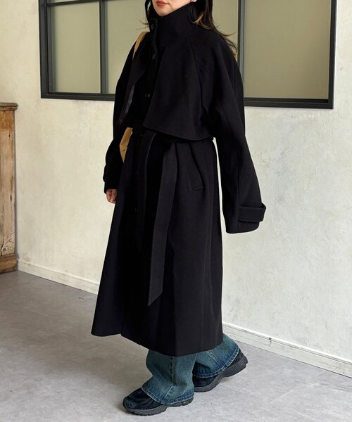 CPCM（シーピーシーエム）の「ケープ付き軽量メルトンスタンドコート（その他アウター・レディース・ブラウン系その他/ブラック/オフホワイト/グレー・FREE）」の15枚目の写真