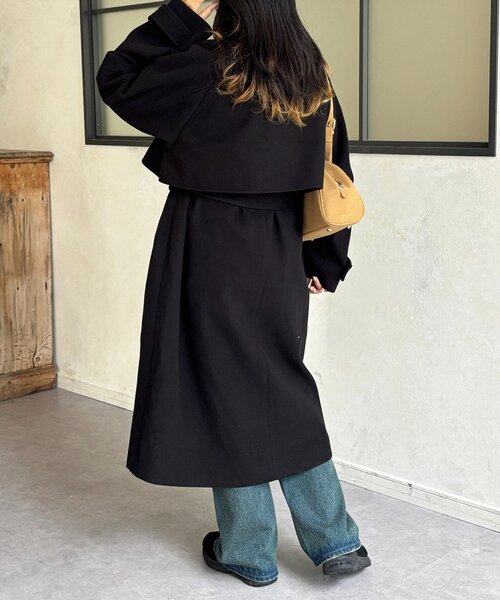 CPCM（シーピーシーエム）の「ケープ付き軽量メルトンスタンドコート（その他アウター・レディース・ブラウン系その他/ブラック/オフホワイト/グレー・FREE）」の17枚目の写真