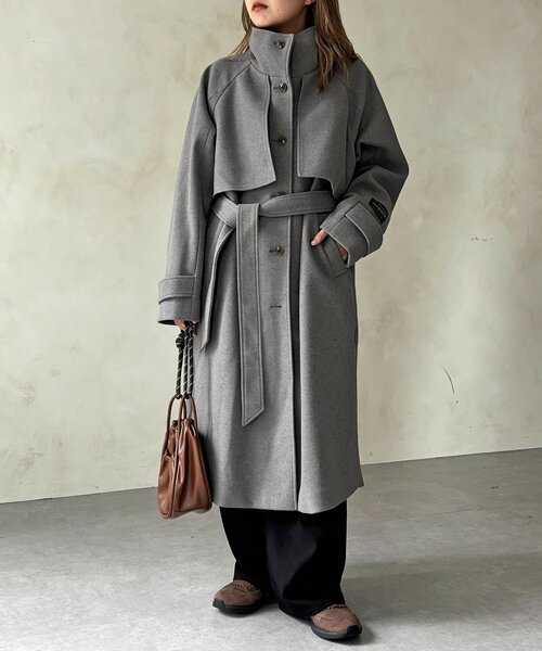 CPCM（シーピーシーエム）の「ケープ付き軽量メルトンスタンドコート（その他アウター・レディース・ブラウン系その他/ブラック/オフホワイト/グレー・FREE）」の19枚目の写真