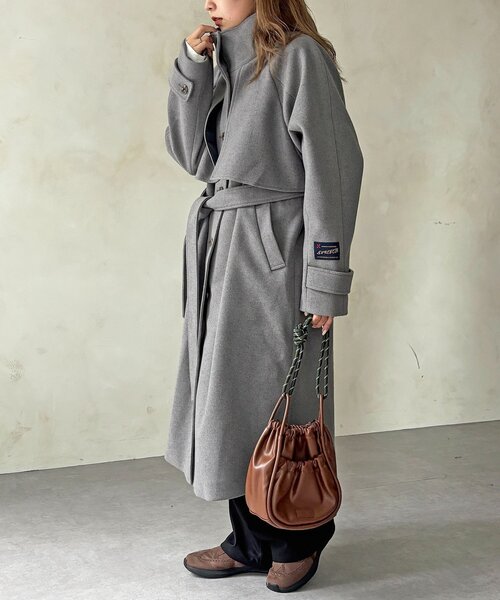 CPCM（シーピーシーエム）の「ケープ付き軽量メルトンスタンドコート（その他アウター・レディース・ブラウン系その他/ブラック/オフホワイト/グレー・FREE）」の20枚目の写真