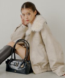 IS ジッパー付きブルゾン オフホワイト SLY | FRONT ZIP DENIM ブルゾン (デニムジャケット ) |SHEL