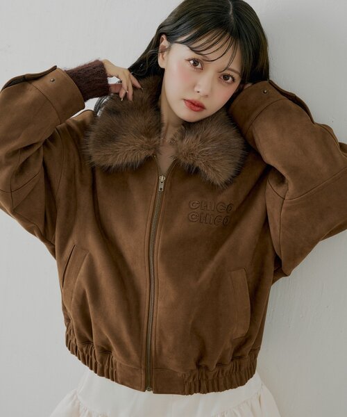 chico フェイクレザーブルゾン ダークブラウン chico フェイクレザーブルゾン ダークブラウン WEB限定/REVIVAL