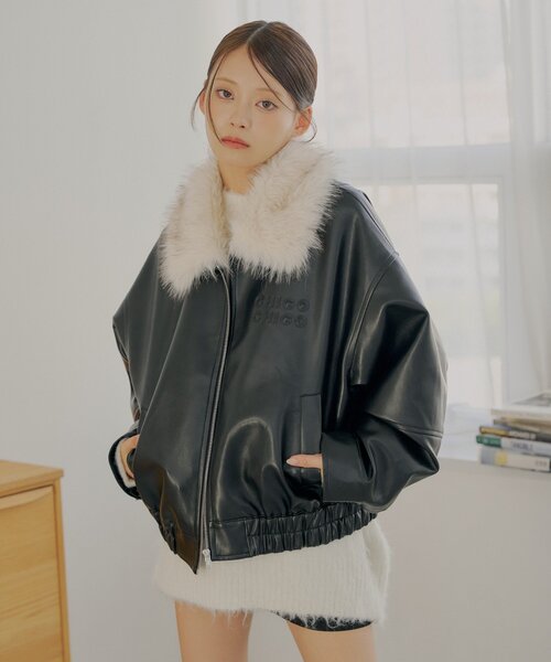 値下げ【Chico】フェイクレザーブルゾン WEB限定/REVIVAL】フェイクレザーブルゾン（ブルゾン）｜Chico（チコ