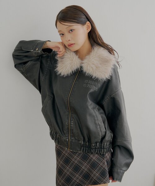 Loose ルース　ヴィンテージ合皮 ファーショートブルゾン Loose/ルース（ルース）の「ヴィンテージ合皮 ファーショート