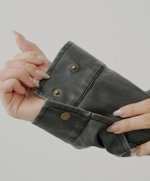 ファー取り外し可能】フェイクレザールーズジップブルゾン