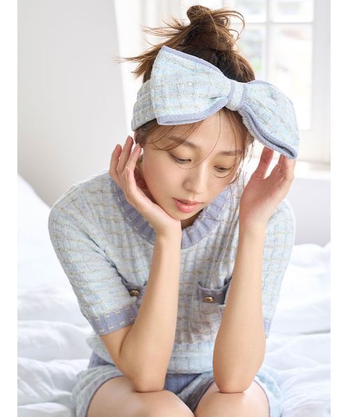 SNIDEL HOME(スナイデルホーム)の「ラメニットツイードショートパンツ(ルームウェア/パジャマ・レディース・ピンク/オフホワイト/ライトブルー・F)」の10枚目の写真