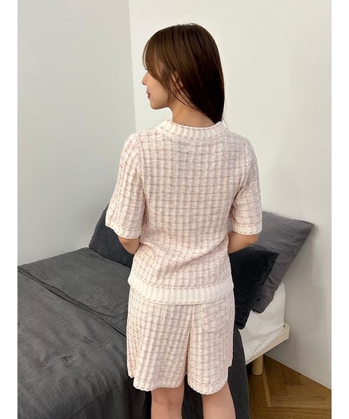 SNIDEL HOME(スナイデルホーム)の「ラメニットツイードショートパンツ(ルームウェア/パジャマ・レディース・ピンク/オフホワイト/ライトブルー・F)」の14枚目の写真